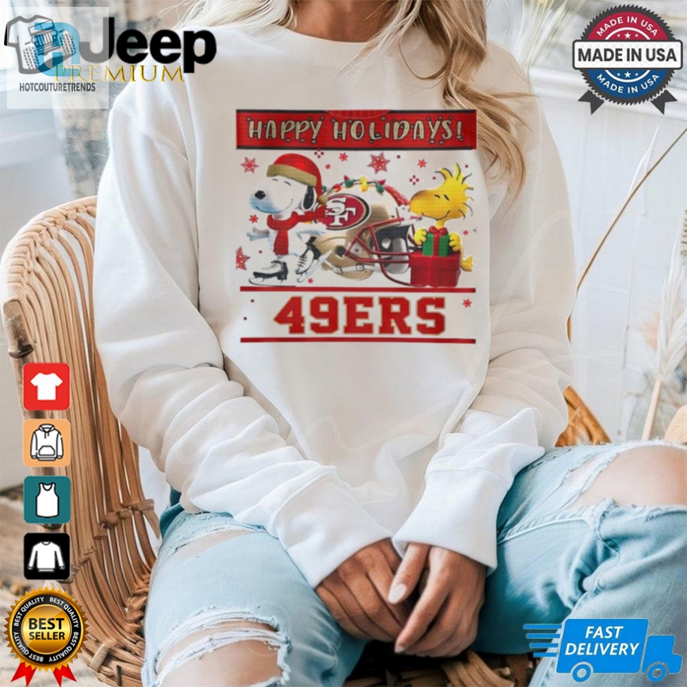 San Francisco 49Ers Snoopy And Woodstock Happy Holidays Shirt 