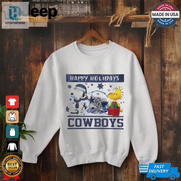 Dallas Cowboys Snoopy And Woodstock Happy Holidays Shirt hotcouturetrends 1