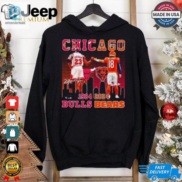 Chicago Bulls Michael Jordan And Chicago Bears Caleb Williams 1984 2024 Signatures Shirt hotcouturetrends 1 1