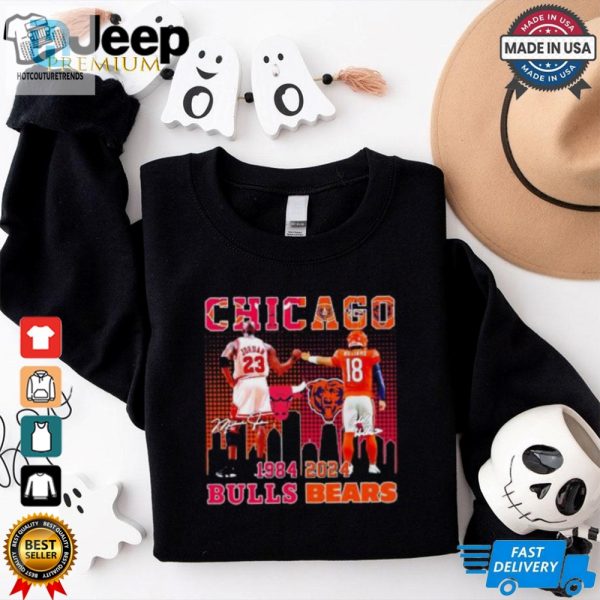 Chicago Bulls Michael Jordan And Chicago Bears Caleb Williams 1984 2024 Signatures Shirt hotcouturetrends 1 3