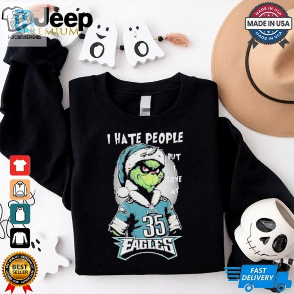 Top The Grinch I Hate People But I Love At Philadelphia Eagles Christmas 2024 T Shirt hotcouturetrends 1 3