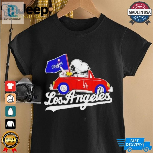 Official Los Angeles Dodgers Peanuts Drive A Car T Shirt hotcouturetrends 1