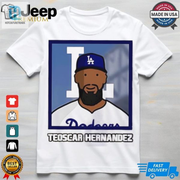 Los Angeles Dodgers Teoscar Hernandez Cartoon Card Photo Shirt hotcouturetrends 1