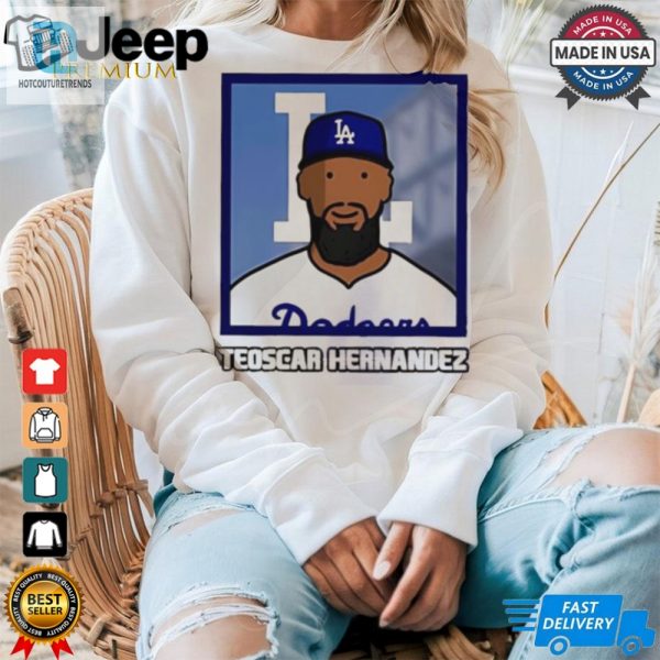 Los Angeles Dodgers Teoscar Hernandez Cartoon Card Photo Shirt hotcouturetrends 1 1