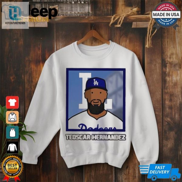 Los Angeles Dodgers Teoscar Hernandez Cartoon Card Photo Shirt hotcouturetrends 1 2