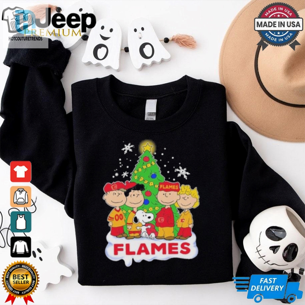 Official Peanuts Characters X Calgary Flames Merry Christmas Shirt 