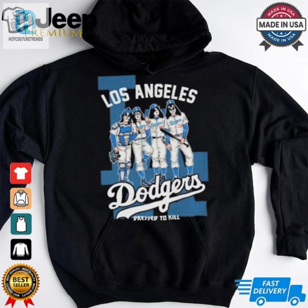 Official Kiss Band X Los Angeles Dodgers Dressed To Kill Shirt hotcouturetrends 1 3