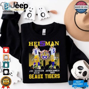 Heisman Geaux Tigers Joe Burrow X Jayden Daniels Skyline Signature Shirt hotcouturetrends 1 1