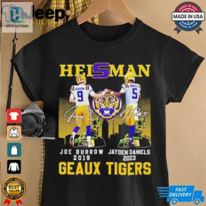 Heisman Geaux Tigers Joe Burrow X Jayden Daniels Skyline Signature Shirt hotcouturetrends 1 2