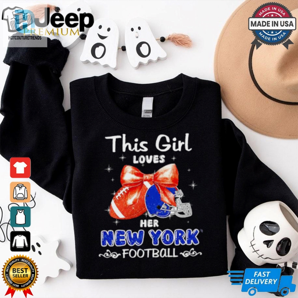 This Girl Loves Her New York Giants Football Faux Glitter Shirt 