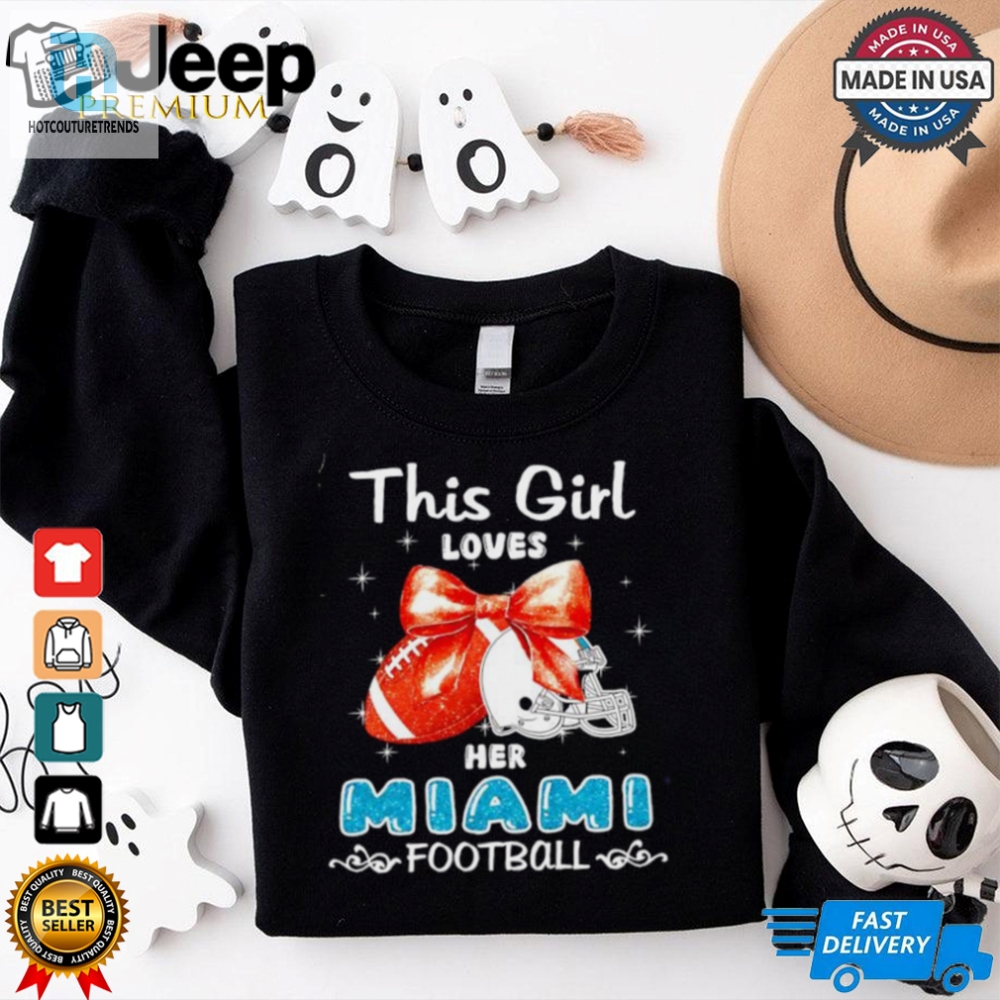 This Girl Loves Her Miami Dolphins Football Faux Glitter Shirt 