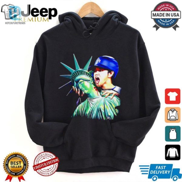 Vampire Shohei Ohtani Bite Statue Of Liberty New York Baseball Shirt hotcouturetrends 1 3