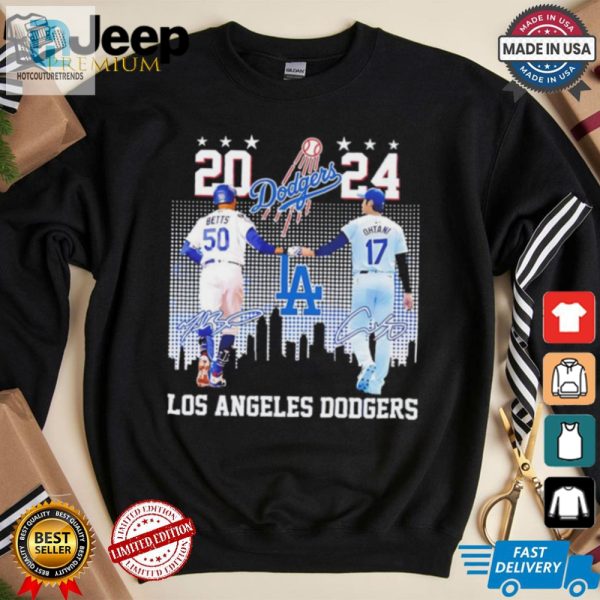 Shohei Ohtani Mookie Betts Los Angeles Dodgers 2024 Skyline Signature Shirt hotcouturetrends 1 1