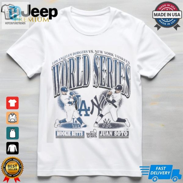 Official Mookie Betts Dodgers Vs. Juan Soto Yankees Mlb Player Dueling 2024 World Series Matchup Shirt hotcouturetrends 1 1