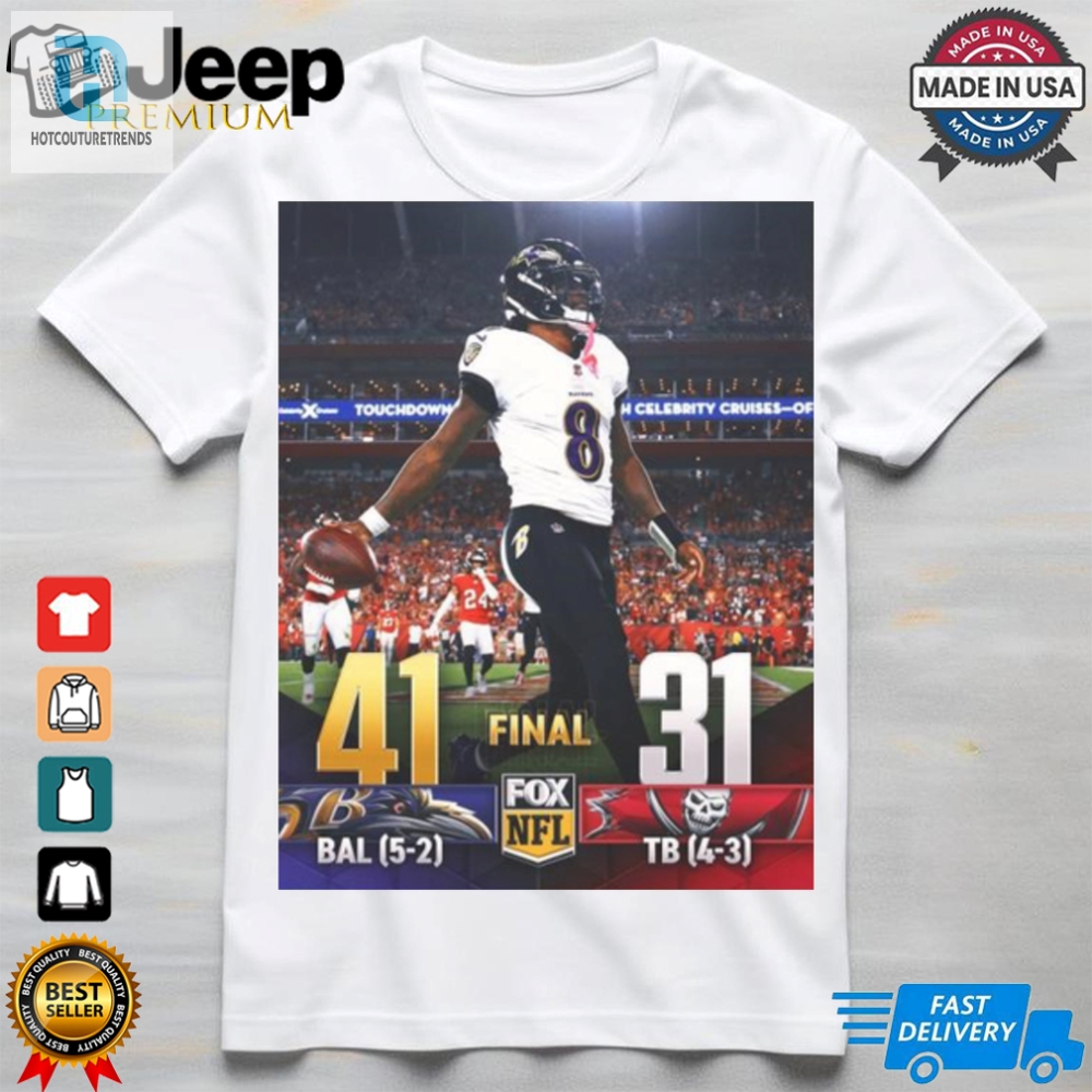 2024 Poster Baltimore Ravens 41  31 Tampa Bay Buccaneers The Ravens Get The W On The Road And Their 5Th Straight Win T Shirt 