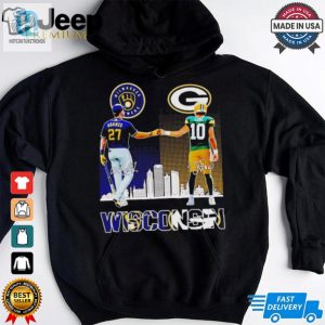 Milwaukee Brewers Adames And Green Bay Packers Love Wisconsin City Skyline Shirt hotcouturetrends 1 2