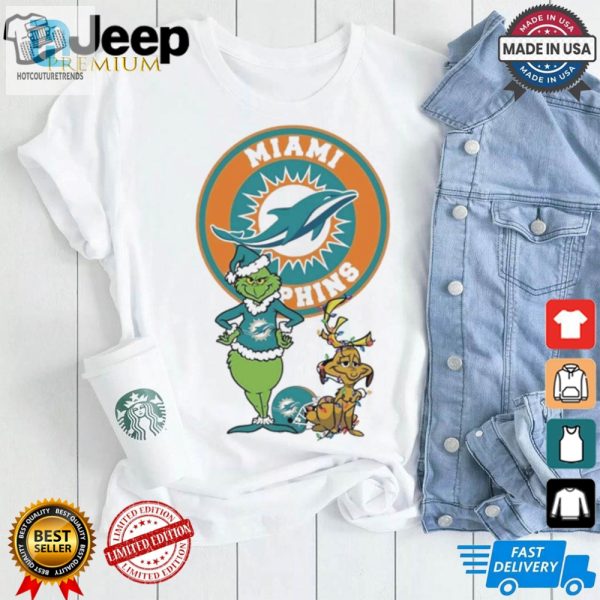 Official Grinch And Max Miami Dolphins Merry Christmas 2024 Shirt hotcouturetrends 1 1