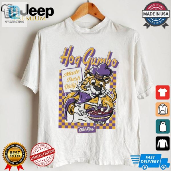 Official Hog Gumbo Made Fresh Daily Lsu Tigers Vs Arkansas Razorbacks Graphic T Shirt hotcouturetrends 1 2