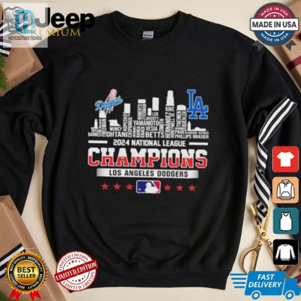 Los Angeles Dodgers Skyline 2024 Celebrating National League Champions T Shirt hotcouturetrends 1 3