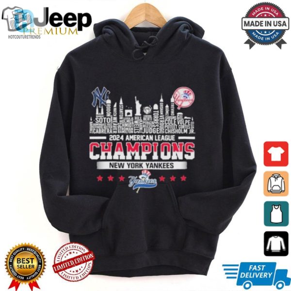 New York Yankees 2024 American League Champions Skyline T Shirt hotcouturetrends 1 1