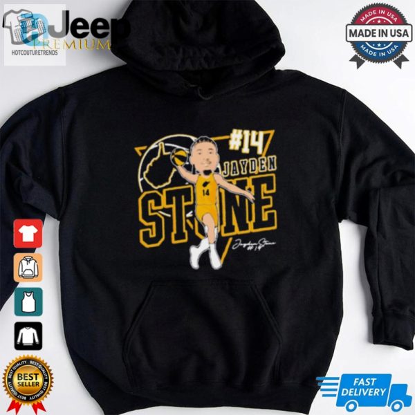 Jayden Stone 14 West Virginia Mountaineers Basketball Caricature Signature T Shirt hotcouturetrends 1