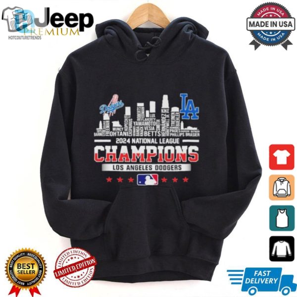 Los Angeles Dodgers Skyline 2024 Celebrating National League Champions T Shirt hotcouturetrends 1 5