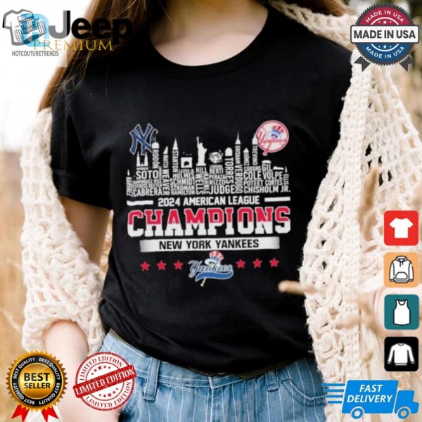 New York Yankees 2024 American League Champions Skyline T Shirt hotcouturetrends 1 4