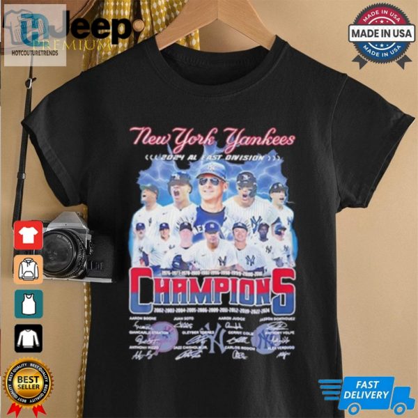 New York Yankees 2024 Al East Division Champions Signatures Shirt hotcouturetrends 1 1