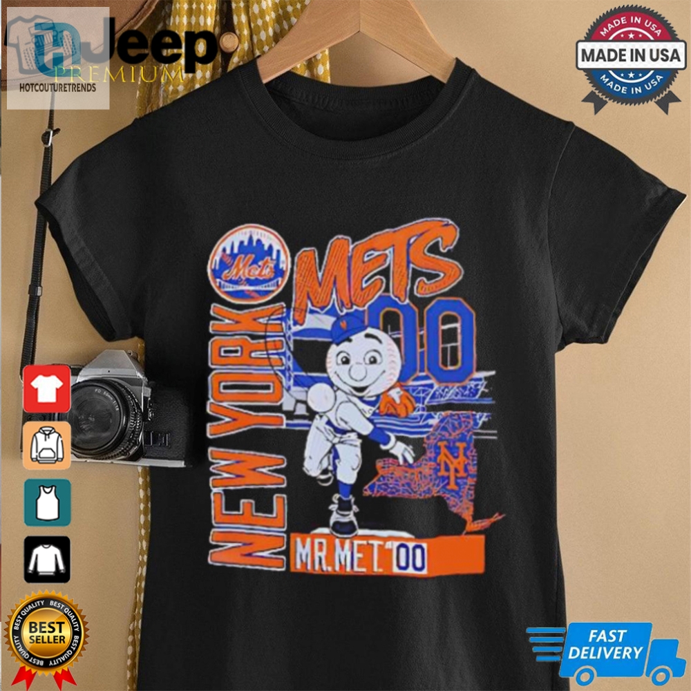 New York Baseball Mr Met Throw Back Shirt 