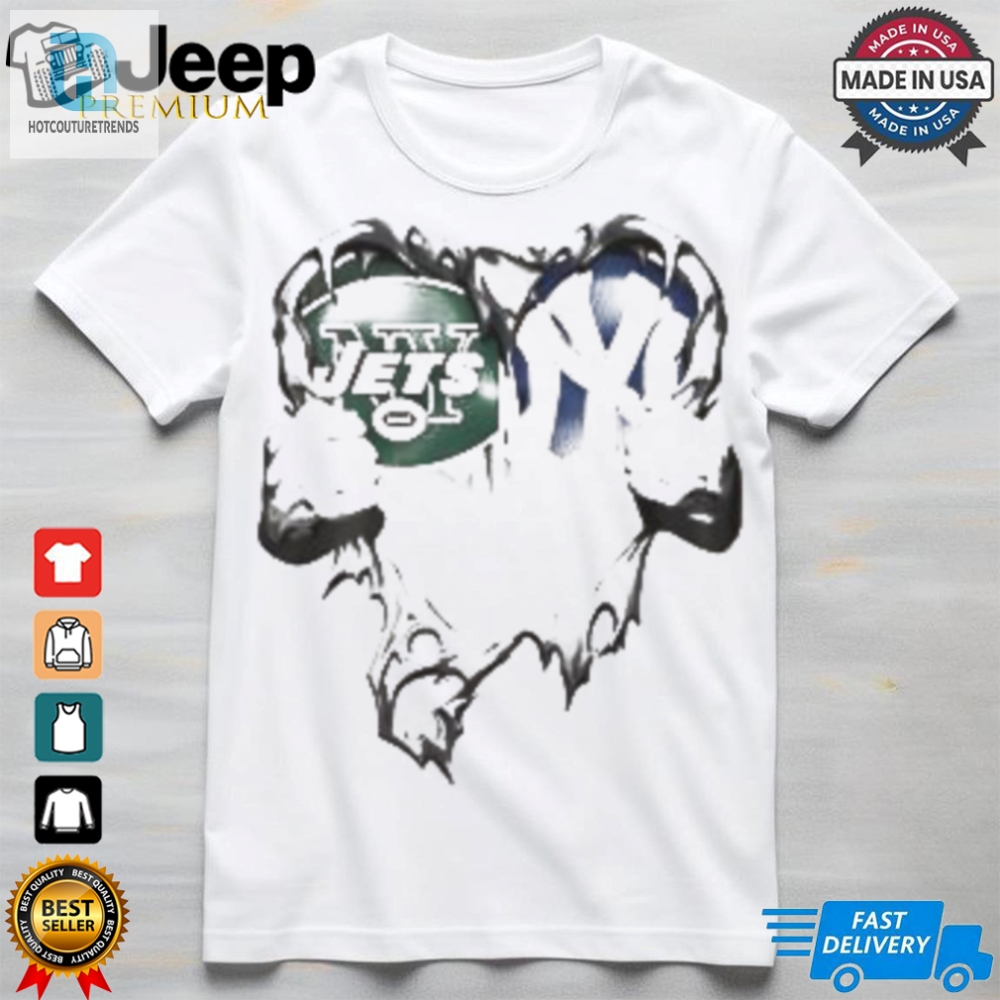 New York Jets And Yankees Sport Team Love Heart Shirt 