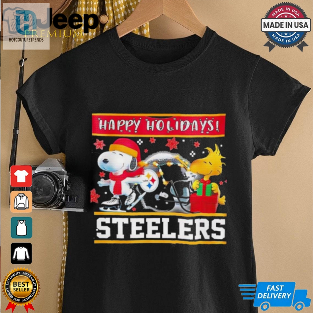 Pittsburgh Steelers Snoopy And Woodstock Happy Holidays Shirt 