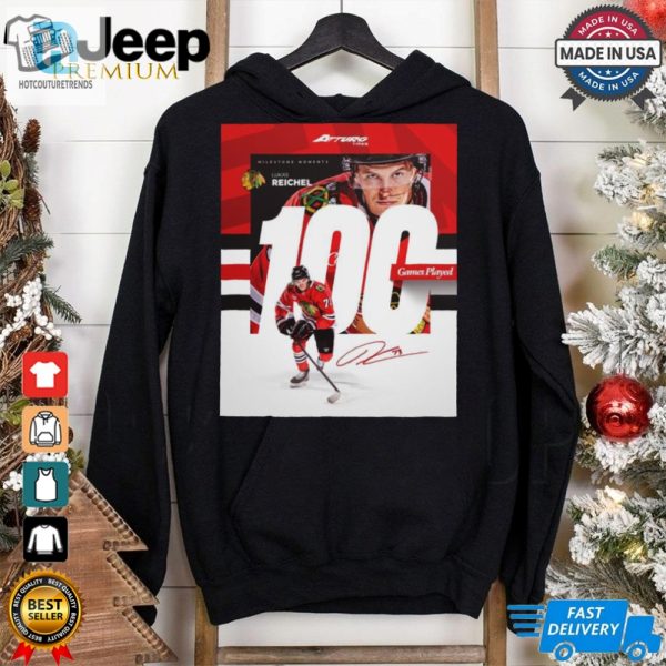 Nhl Chicago Blackhawks Lukas Reichel 100 Games Played Signature Poster T Shirt hotcouturetrends 1 4