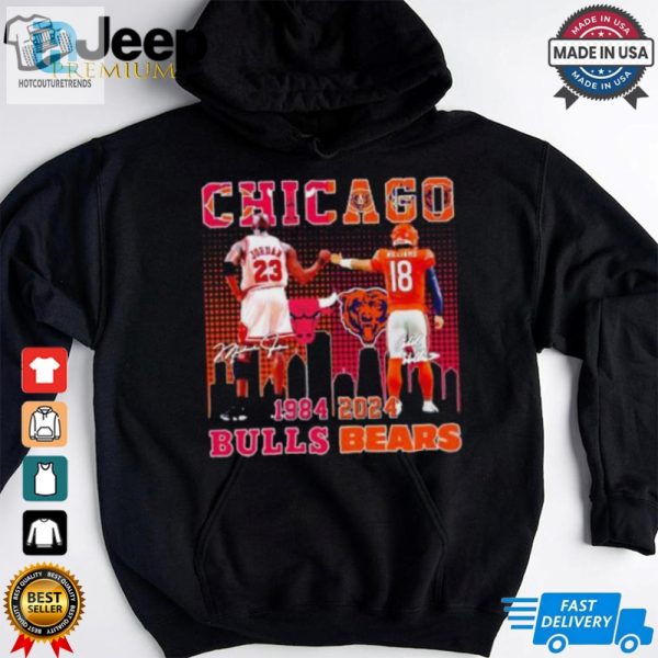 Chicago Bulls Michael Jordan And Chicago Bears Caleb Williams 1984 2024 Signatures Shirt hotcouturetrends 1 6