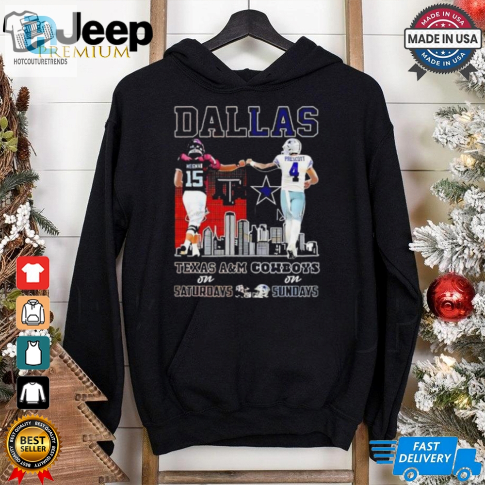 Conner Weigman Texas Am Aggies On Saturdays And Dak Prescott Dallas Cowboys On Sundays Dallas City Shirt 