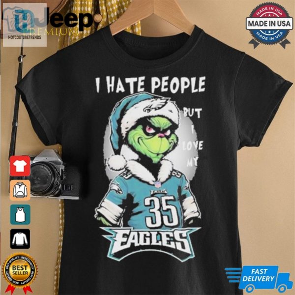 Top The Grinch I Hate People But I Love At Philadelphia Eagles Christmas 2024 T Shirt hotcouturetrends 1 4