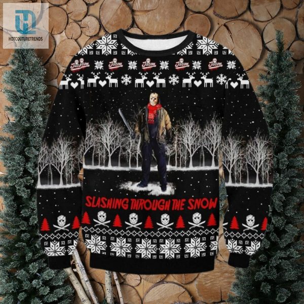 Jason Voorhees Slashing Ugly Sweater hotcouturetrends 1 1