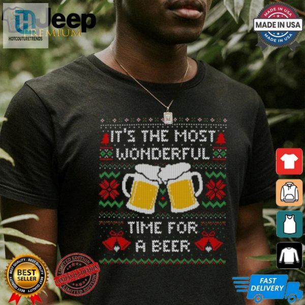 Its The Most Wonderful Time For A Beer Funny Ugly Christmas Sweater T Shirt hotcouturetrends 1 1