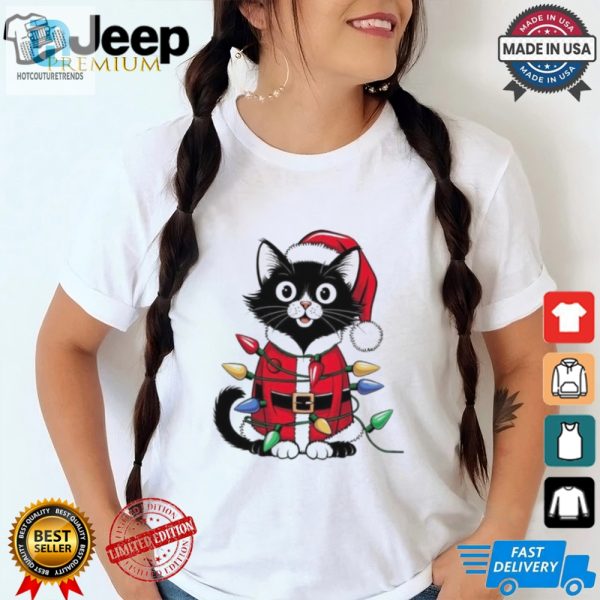 Christmas Cats Santa Hat Meowy Christmas Light Cat Shirt hotcouturetrends 1 1