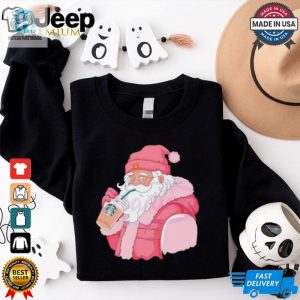 Pink Santa Claus Drinking Starbucks Shirt hotcouturetrends 1 2