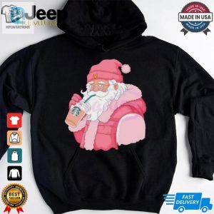 Pink Santa Claus Drinking Starbucks Shirt hotcouturetrends 1 3