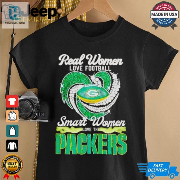 Real Women Love Football Smart Women Love The Green Bay Packers Diamond Heart Shirt hotcouturetrends 1