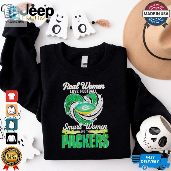 Real Women Love Football Smart Women Love The Green Bay Packers Diamond Heart Shirt hotcouturetrends 1 2