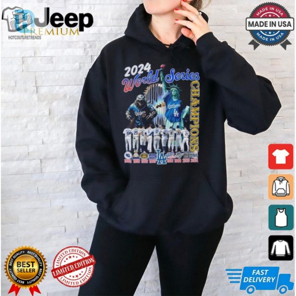 2024 World Series Champions Los Angeles Dodgers X Godzilla X Liberty Shirt hotcouturetrends 1 1