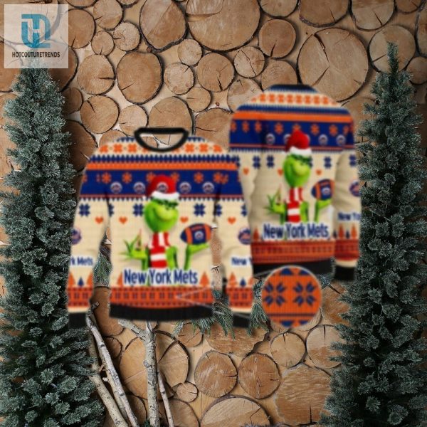 The Grinch Holding Mets Ornament Ugly Christmas Sweater hotcouturetrends 1