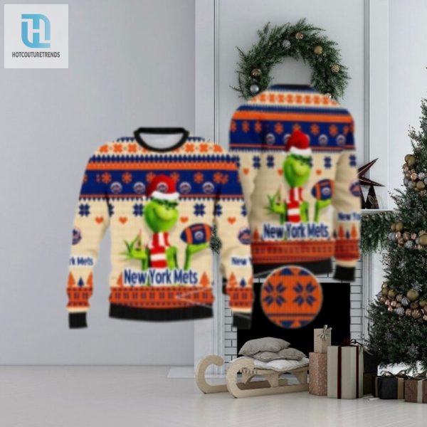 The Grinch Holding Mets Ornament Ugly Christmas Sweater hotcouturetrends 1 1