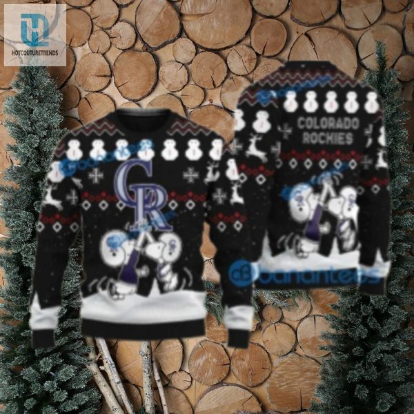 Snoopy High Five Colorado Rockies Ugly Christmas Sweater Black Edition hotcouturetrends 1