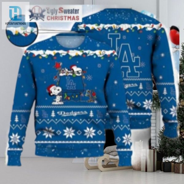 Snoopy And La Dodgers Ugly Christmas Sweater With Holiday Lights hotcouturetrends 1 1