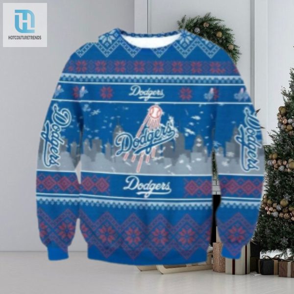 Skyline Dodgers Baseball Christmas City Ugly Sweater hotcouturetrends 1 1