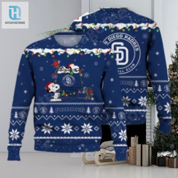 San Diego Padres Ugly Sweater With Cute Snoopy And Christmas Lights hotcouturetrends 1 1