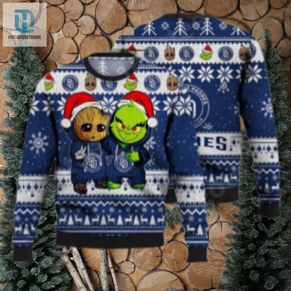 San Diego Padres Ugly Sweater Baby Groot And Grinch Design hotcouturetrends 1